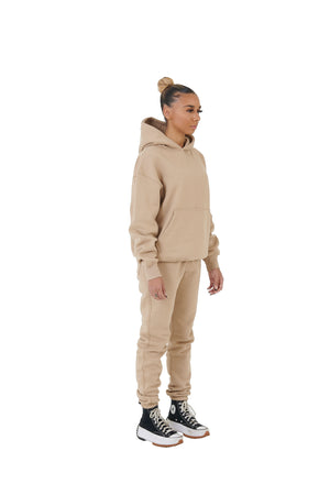 Wholesale Plain Beige Over Sized Hoodie and Beige Over Sized Jogging Bottoms