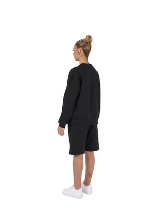 Wholesale Plain Black Over Sized Sweatshirt and Black Over Sized Shorts.