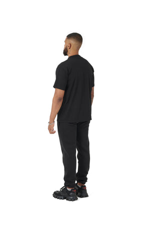 Wholesale Plain Black Oversized T-shirt and Oversized Plain Black Jogging Bottoms