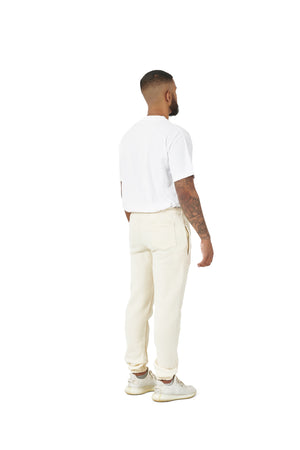 Wholesale Plain Cream Over Sized Jogging Bottoms and Plain White Oversized T-shirt
