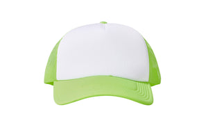 Wholesale Plain White and Neon Green Foam Mesh Snap Back Cap