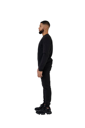 Wholesale Black Slim Fit Sweater and Black Joggers Unisex