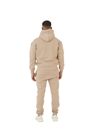 Wholesale Plain Beige Over Sized Hoodie and Beige Over Sized Jogging Bottoms