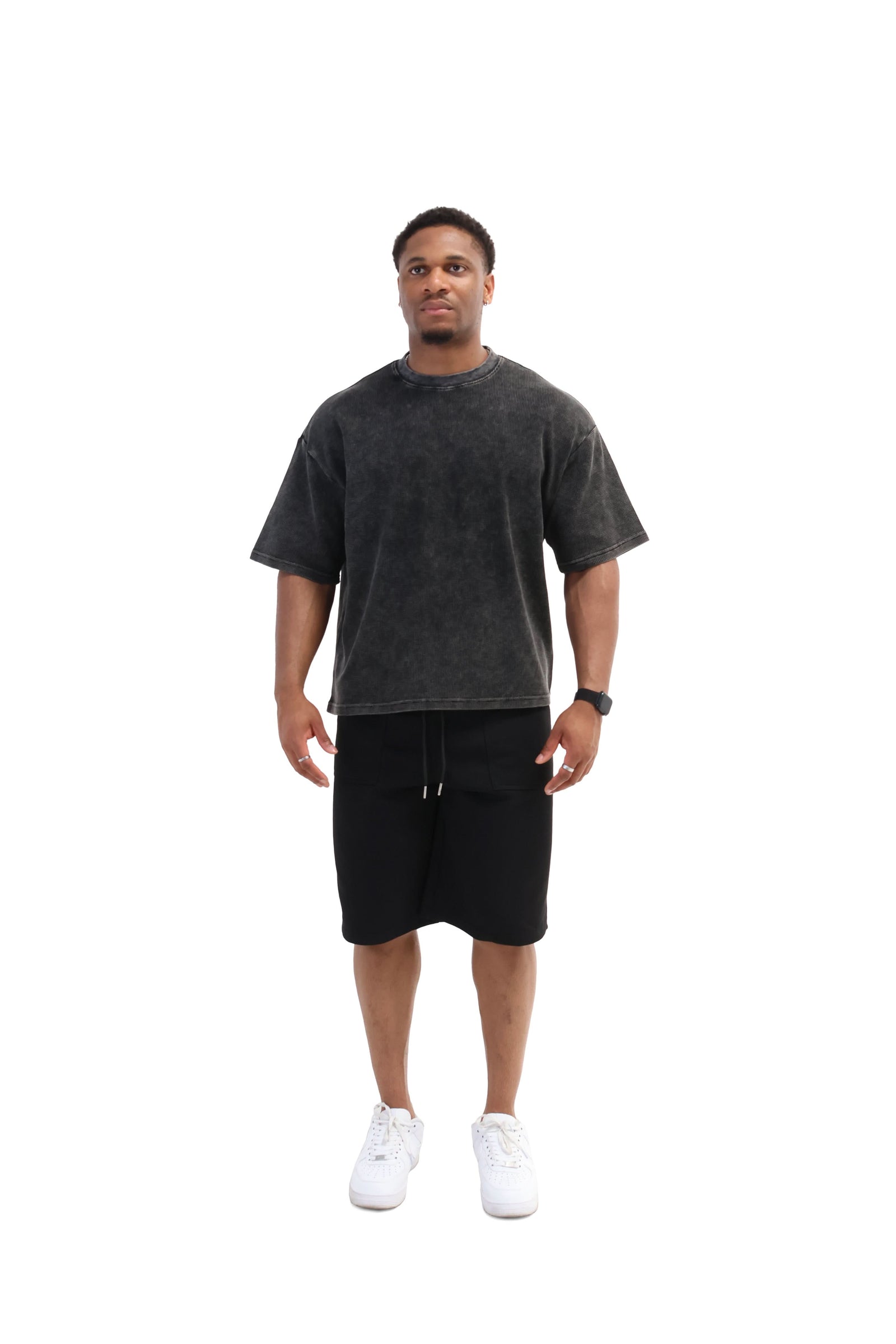 Acid Wash Waffle Boxy Fit Oversized T-Shirt 260gsm 1