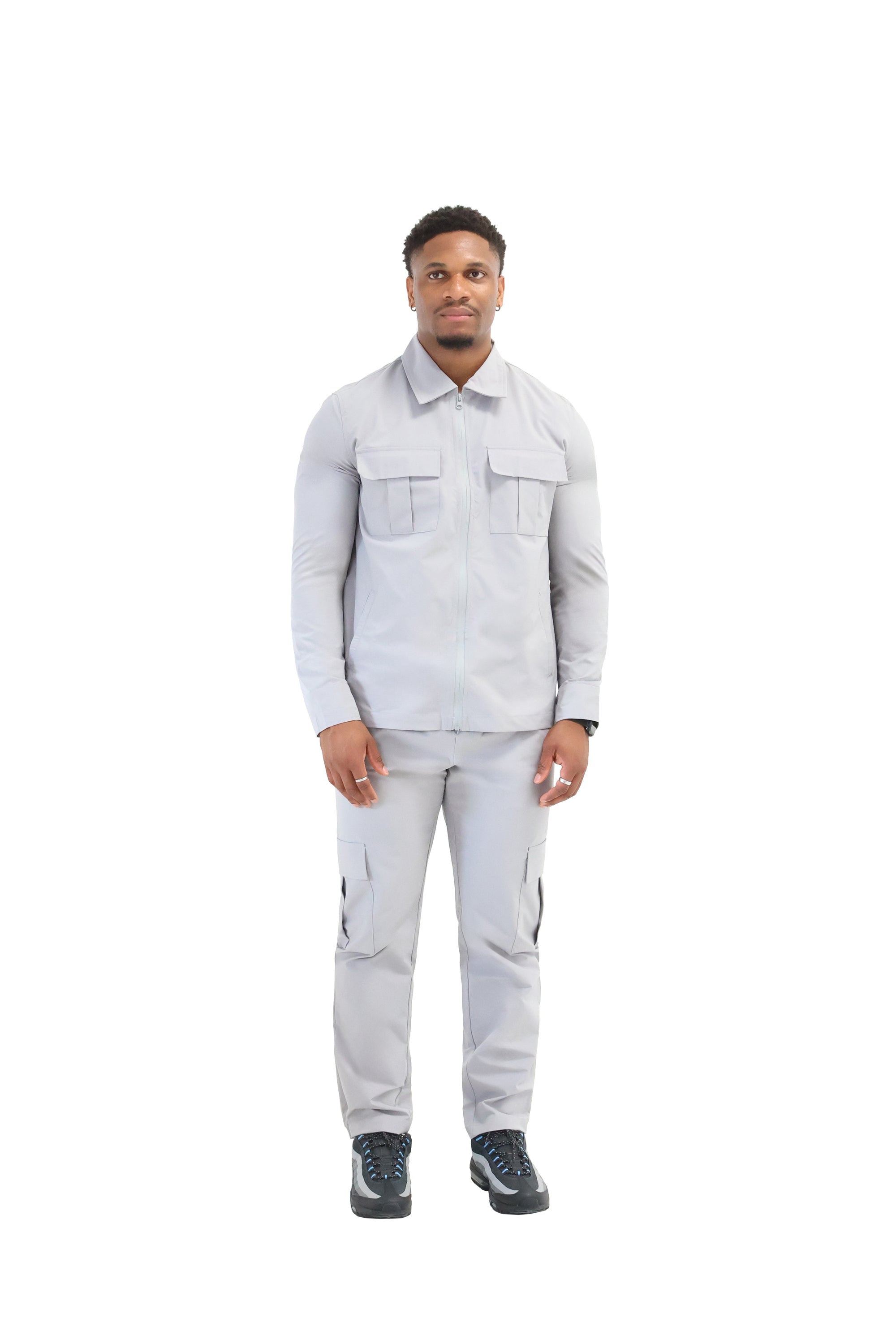 Cargo Utility Windbreaker Jacket grey 2