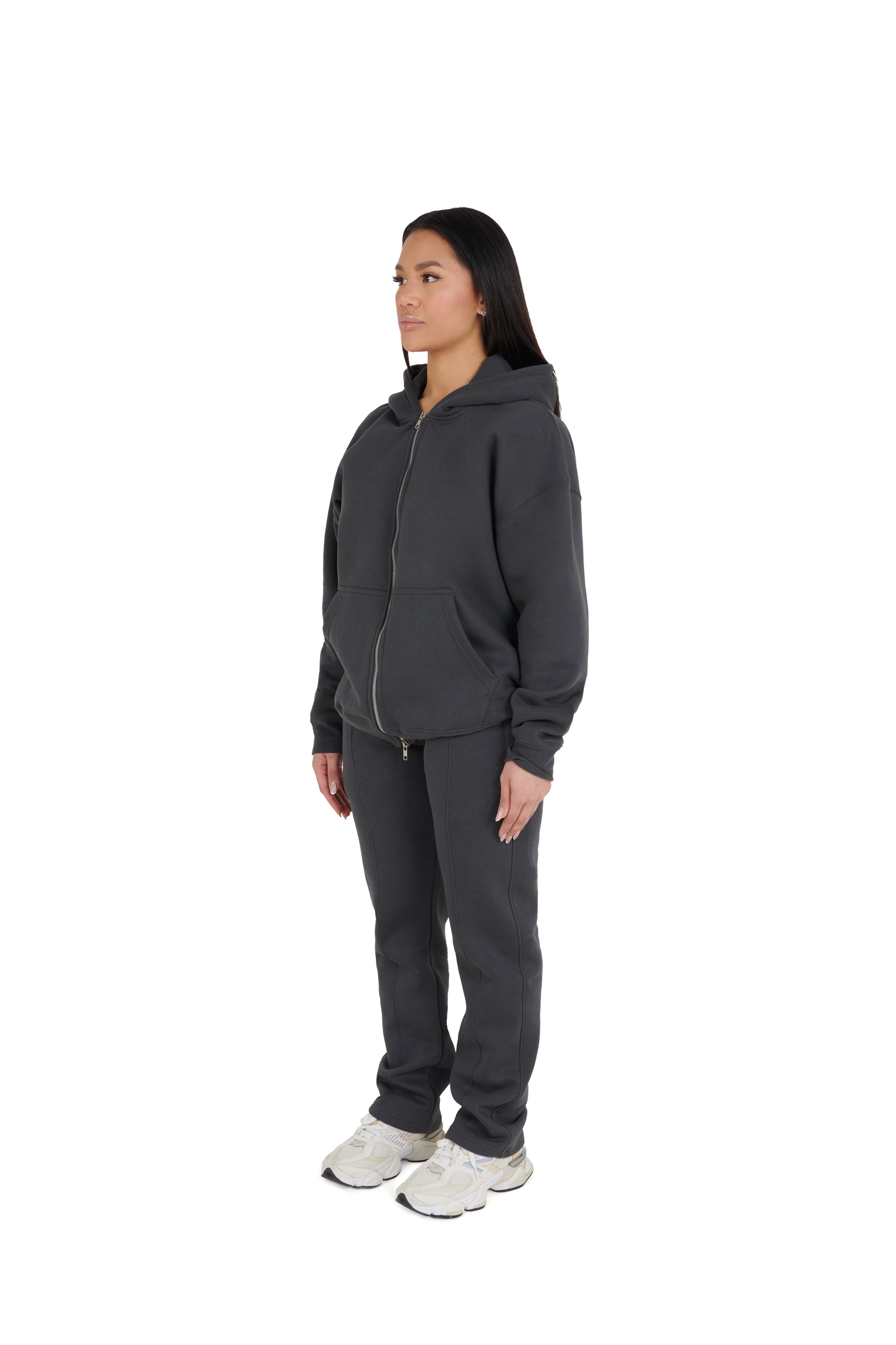 charcoal grey Oversized Zip Hoodies