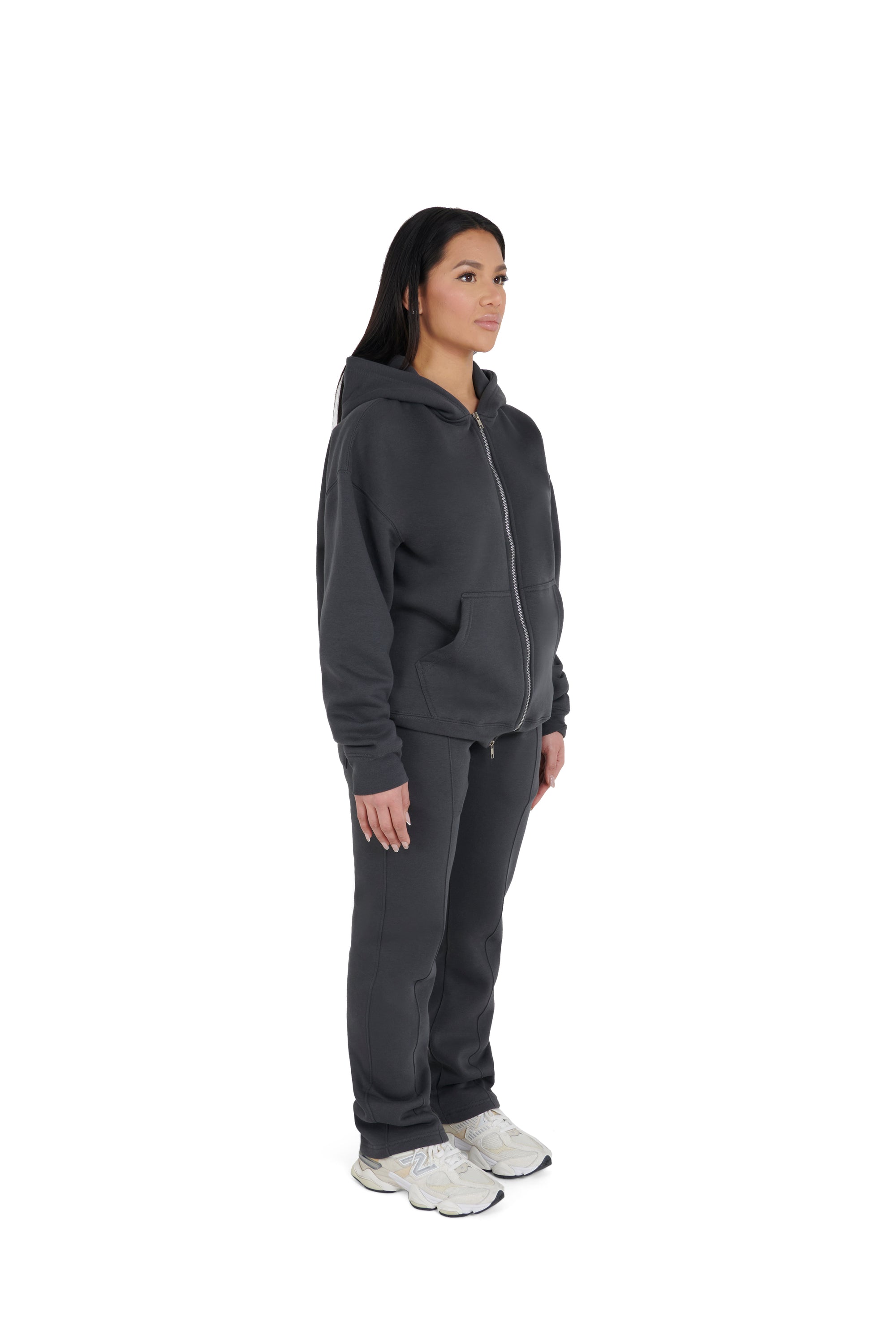 charcoal grey Oversized Zip Hoodies