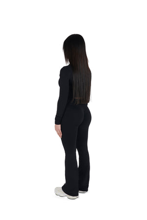 black Seamless Flared Leggings