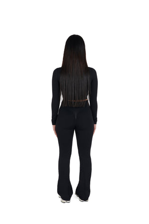 black Seamless Flared Leggings