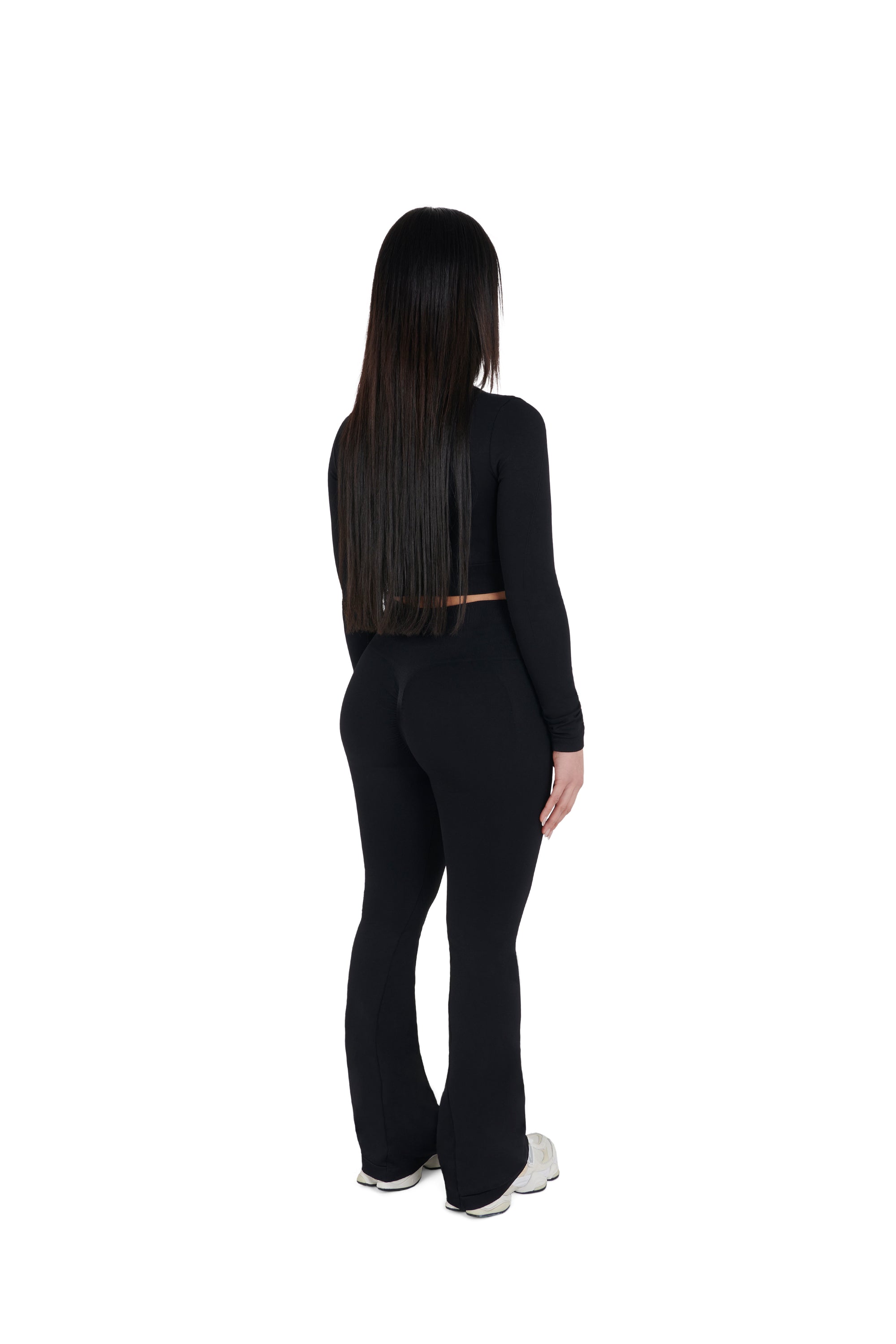 black Seamless Flared Leggings