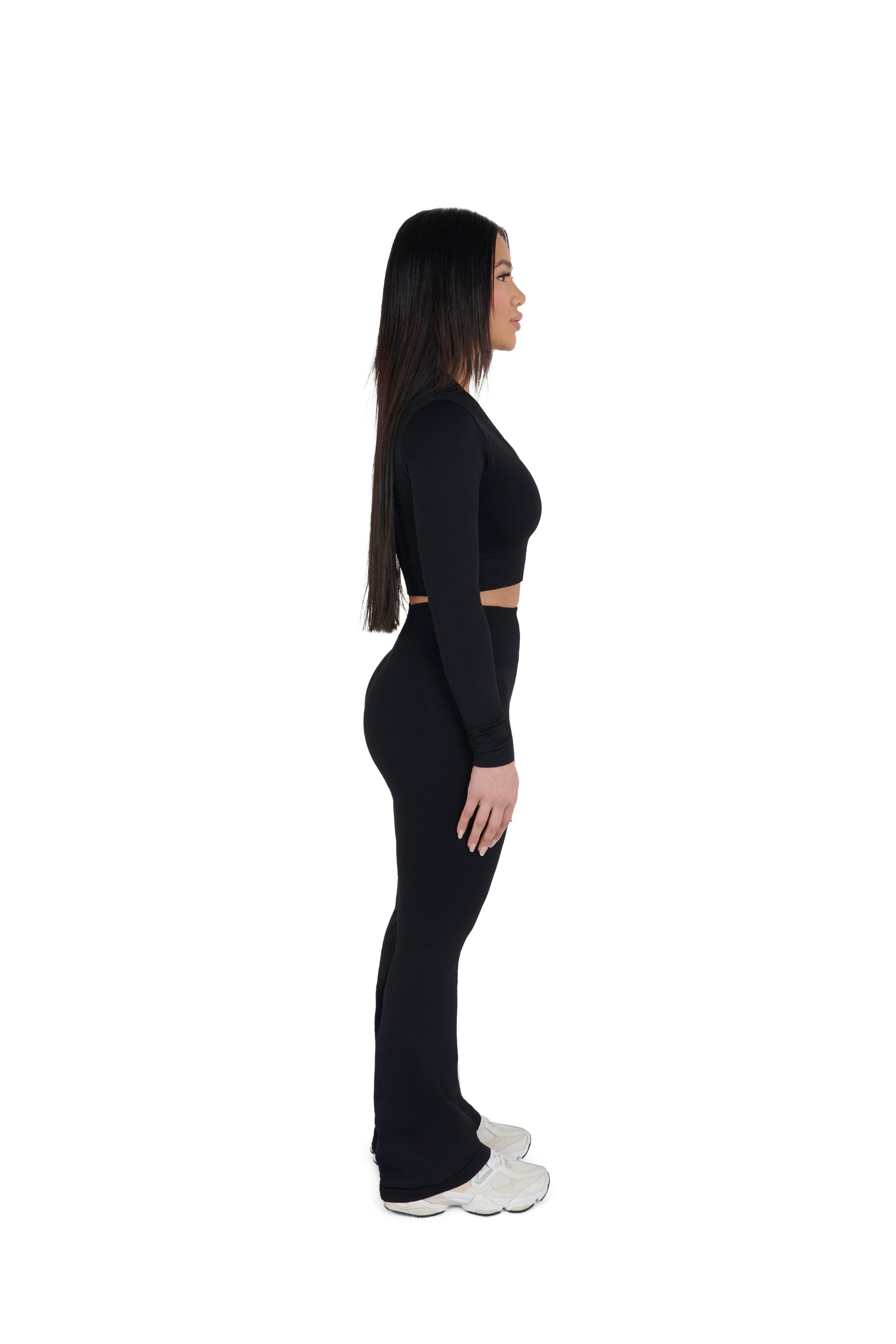 black Seamless Flared Leggings