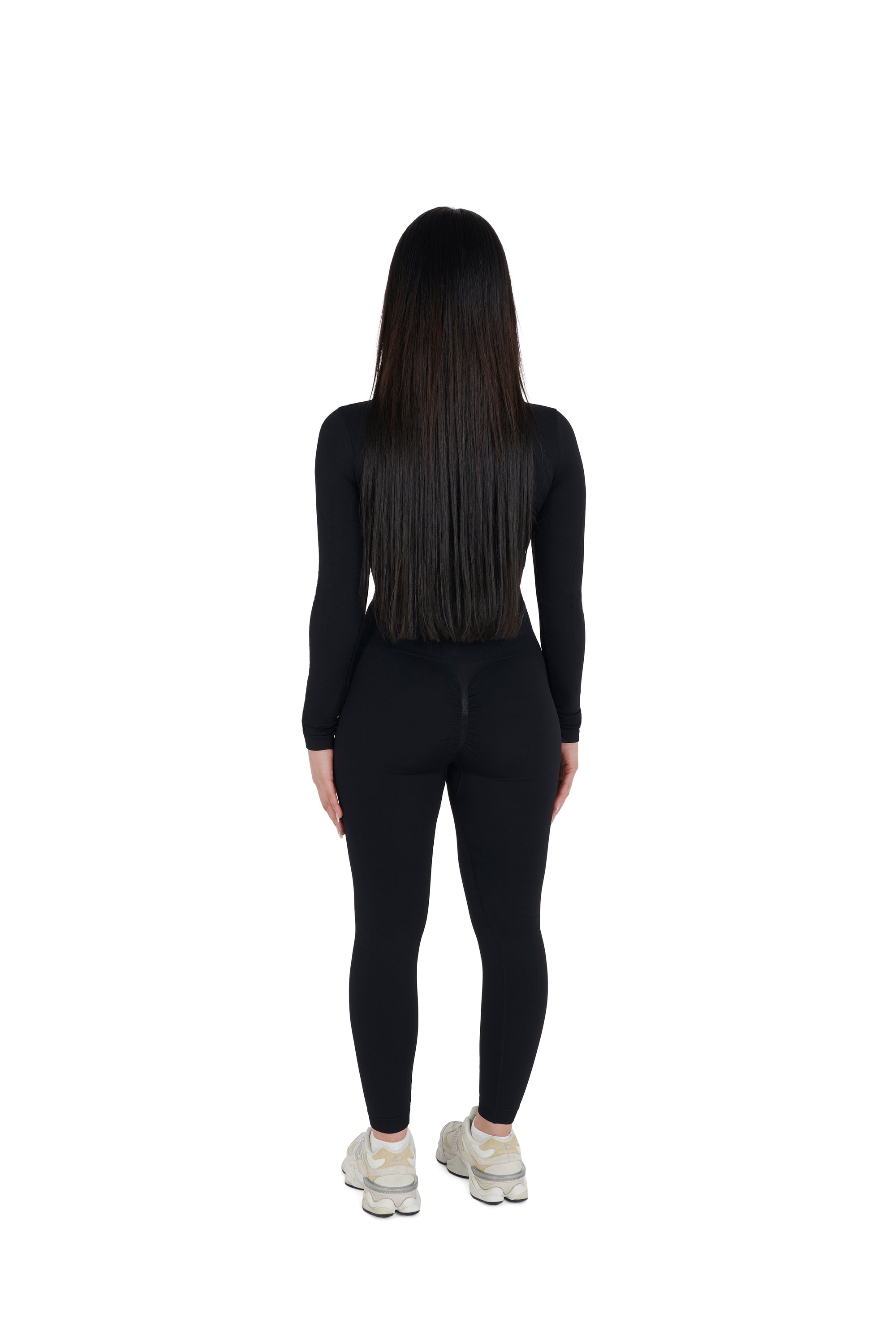 black Seamless Cropped Zip Jacket