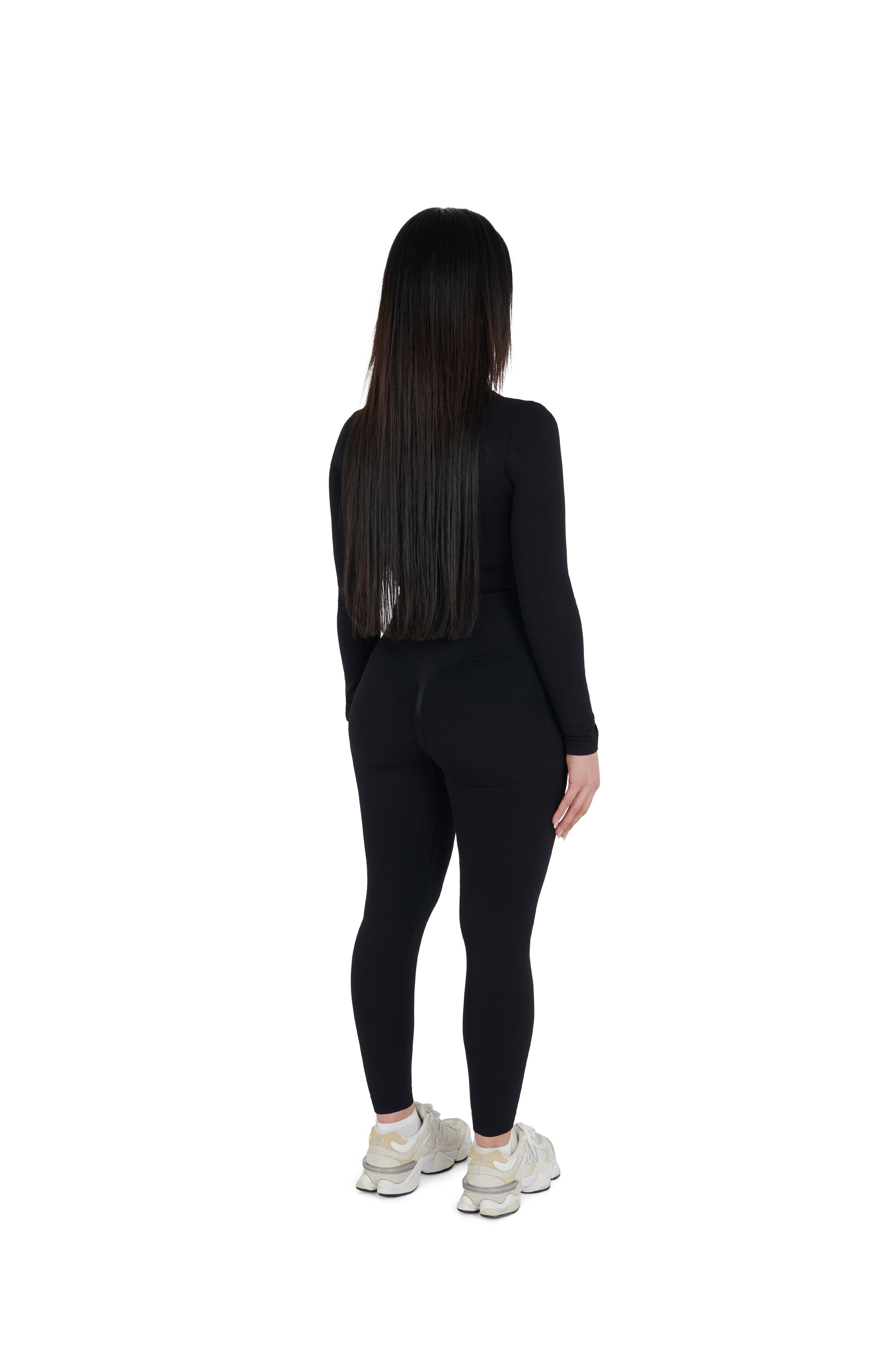 black Seamless Cropped Zip Jacket