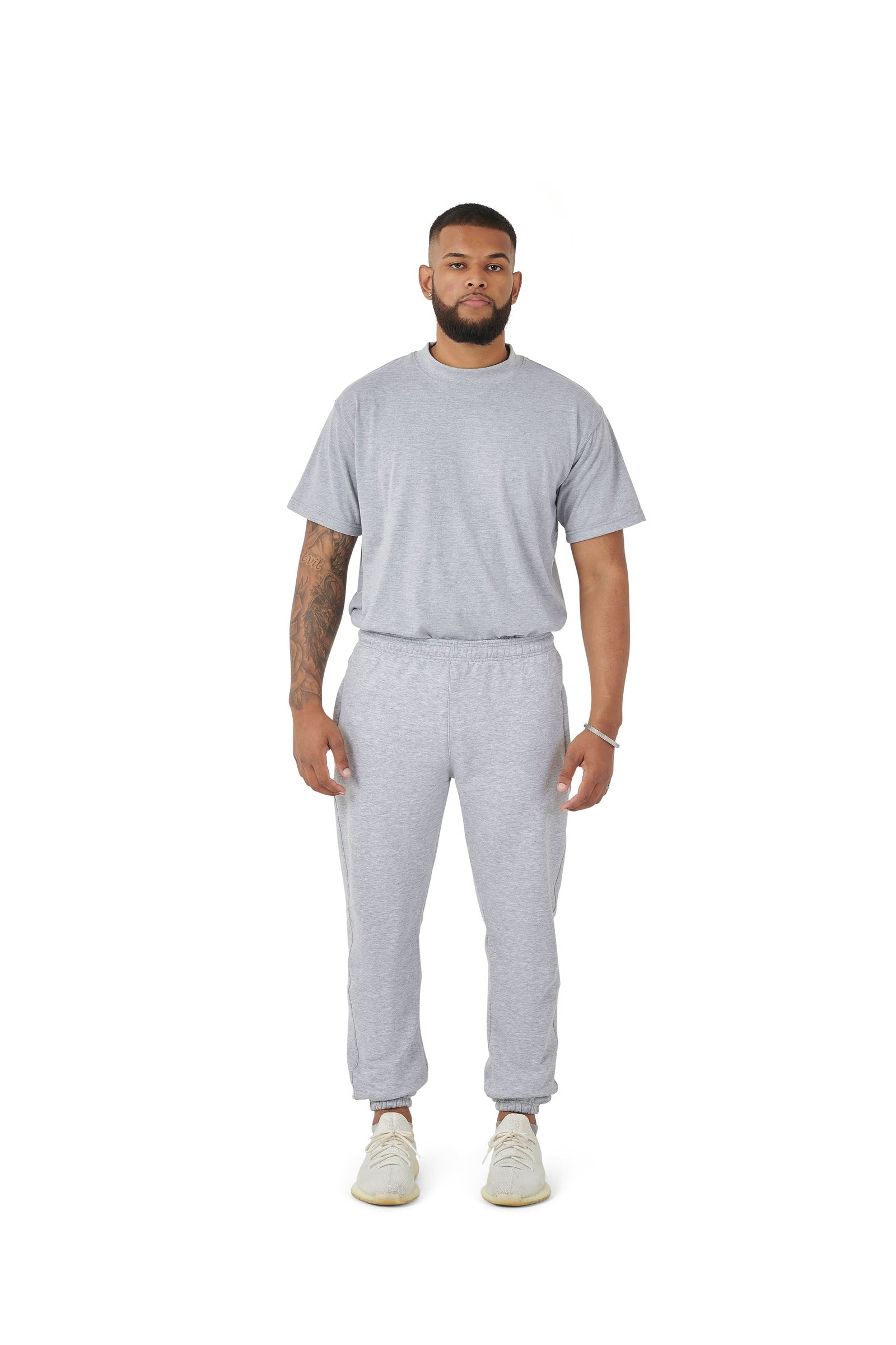 Wholesale Plain Grey Over Sized Jogging Bottoms and Plain Grey Oversized T-shirt