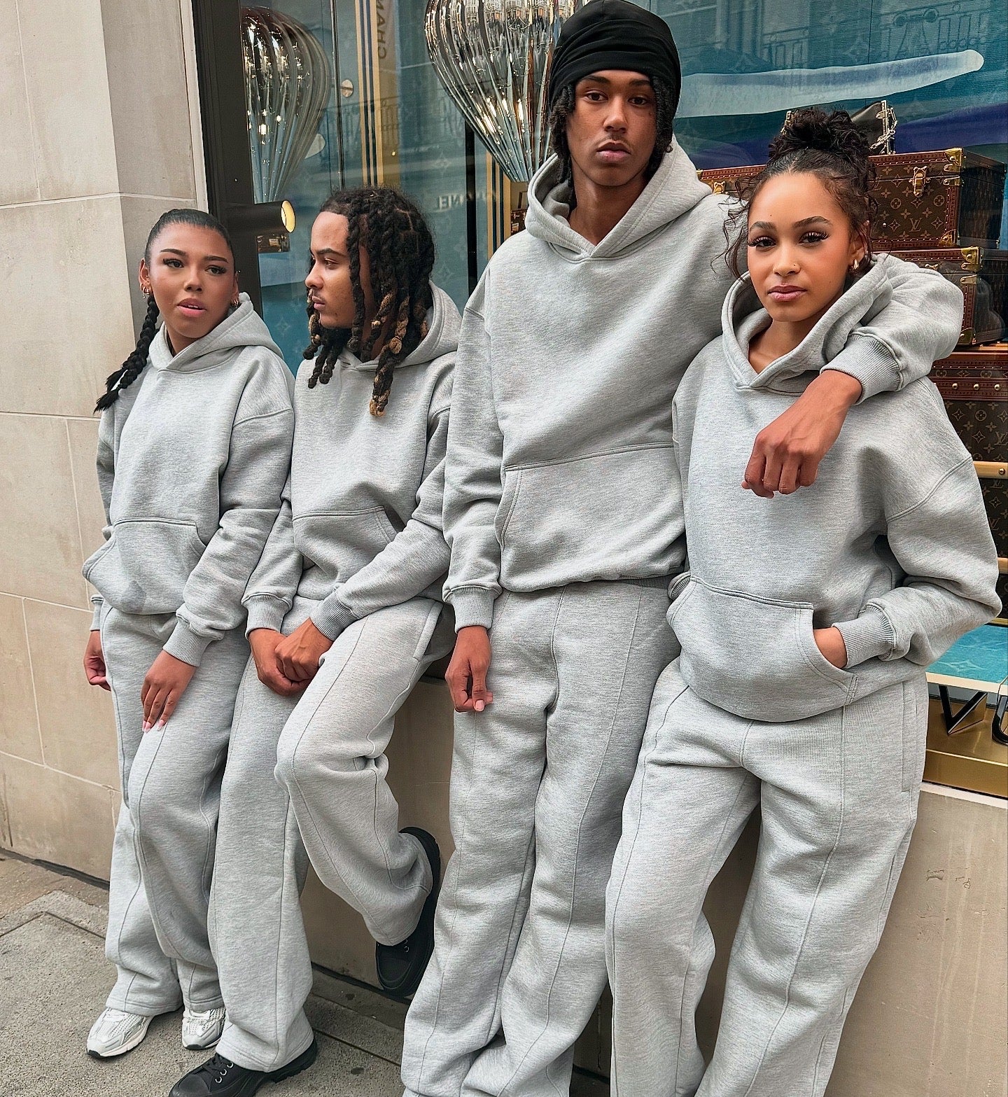 Grey Wide Leg joggers and Oversized hoodie