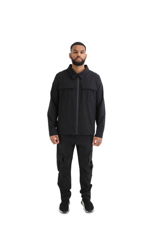 Cargo Utility Windbreaker Jacket black