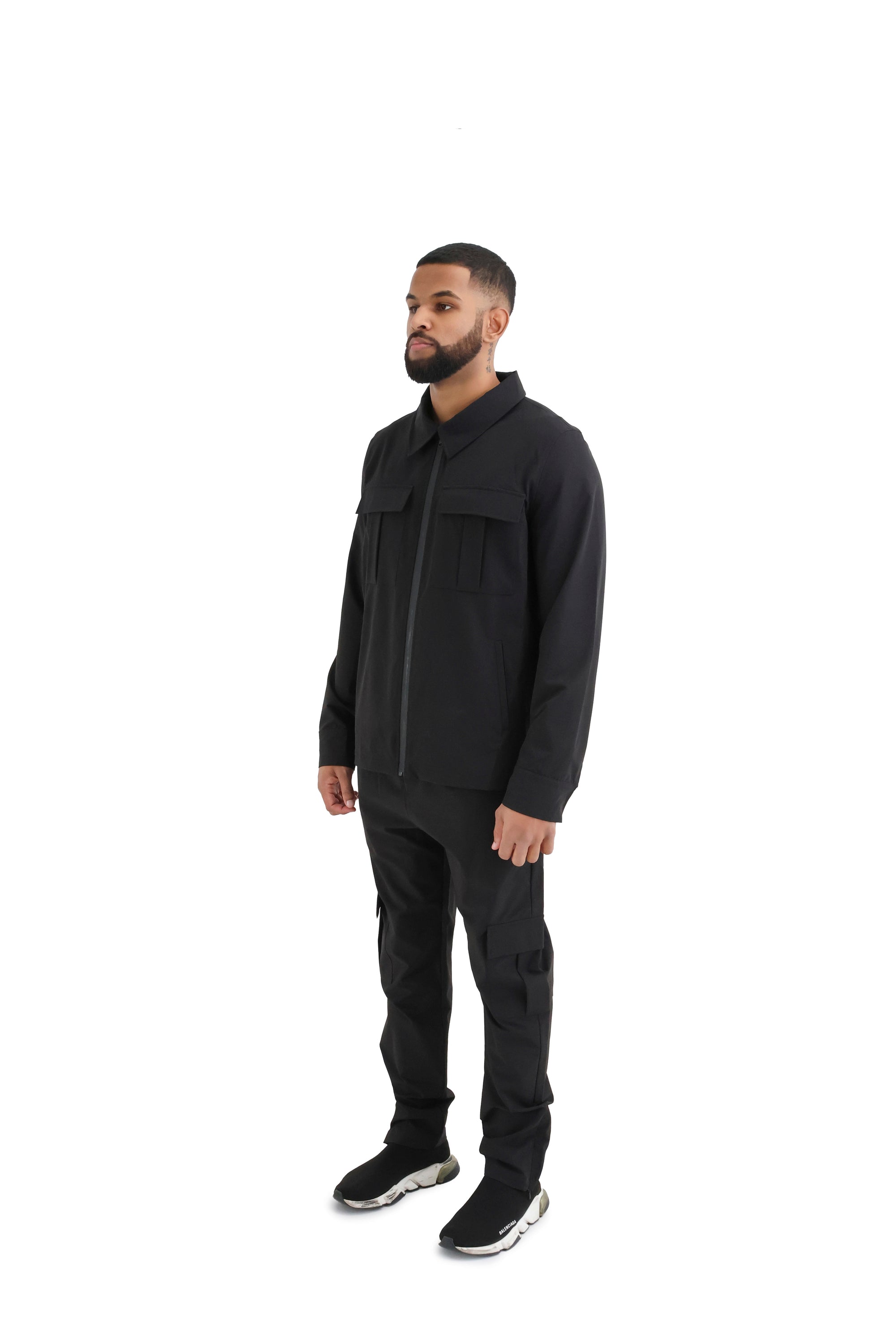 Cargo Utility Windbreaker Jacket black