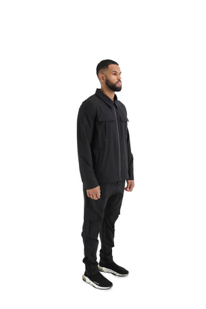 Cargo Utility Windbreaker Jacket black