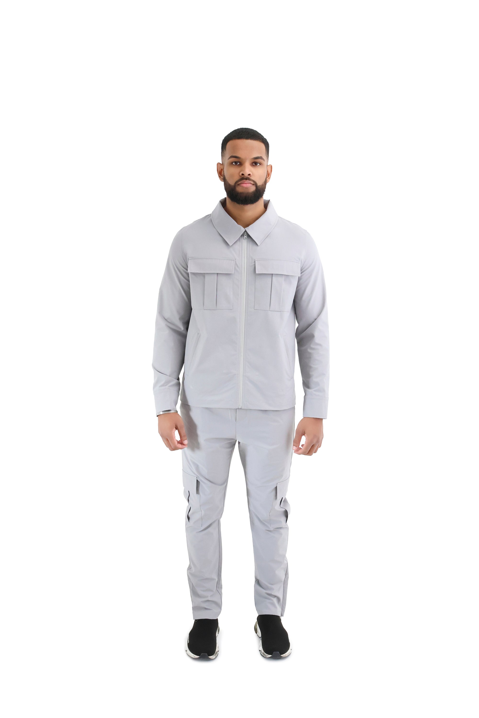 Cargo Utility Windbreaker Jacket grey