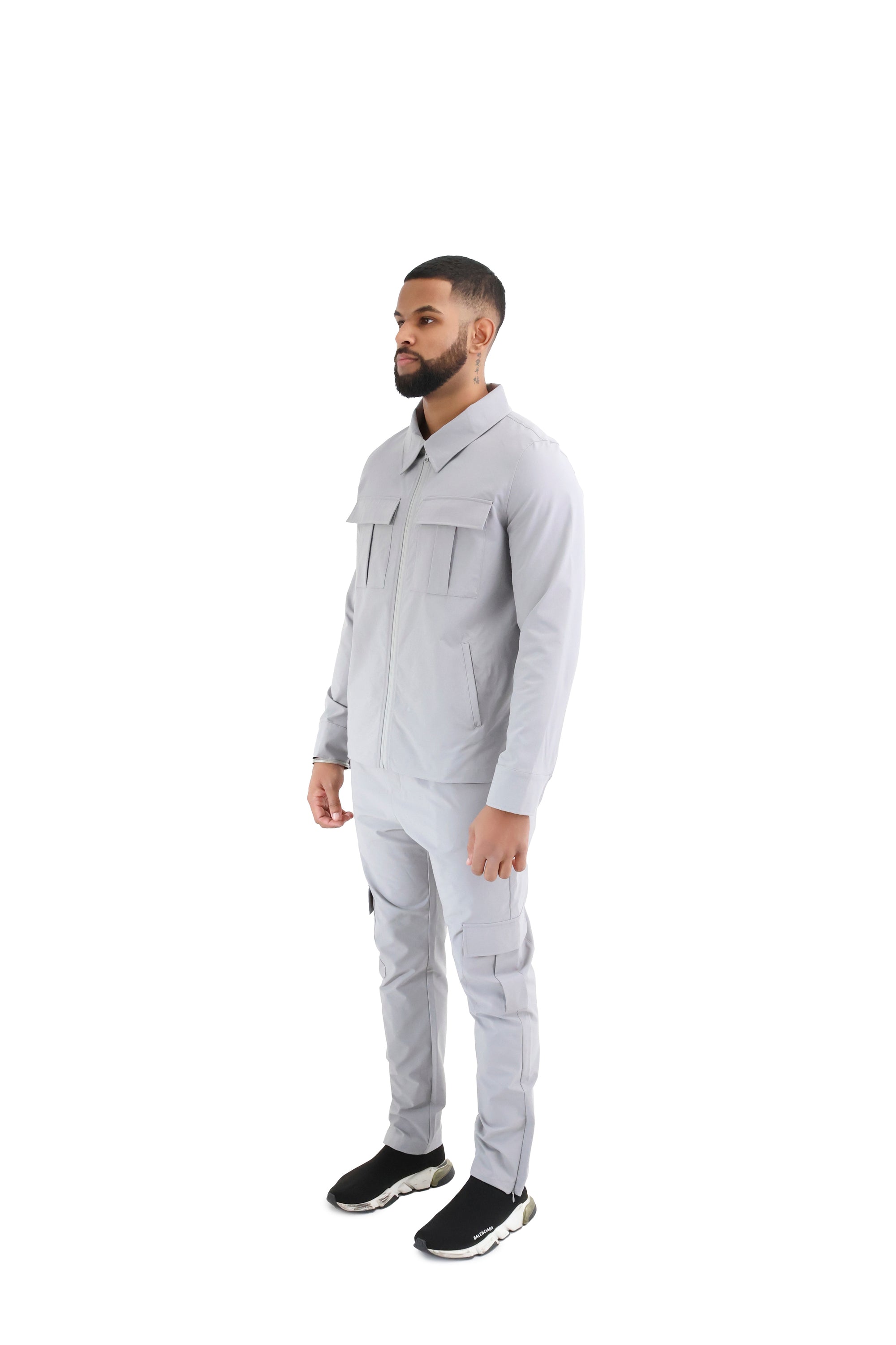 Cargo Utility Windbreaker Jacket grey