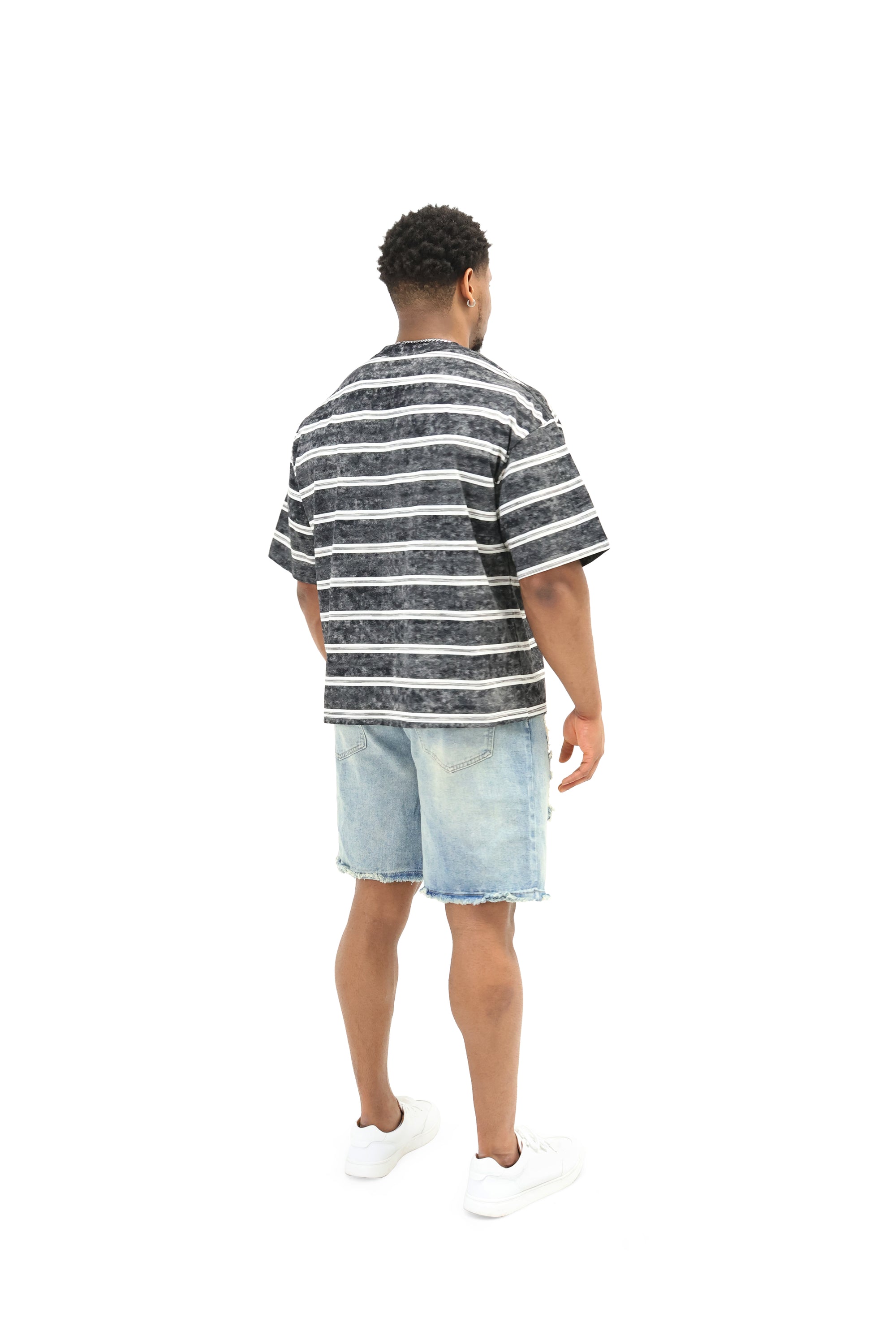 Distressed Denim Jorts - Antique Wash