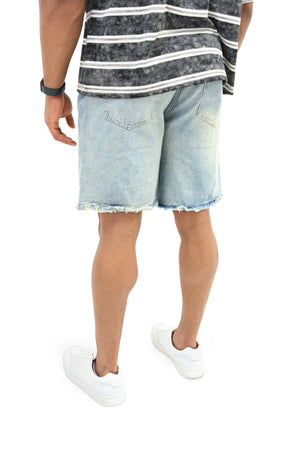 Distressed Denim Jorts - Antique Wash