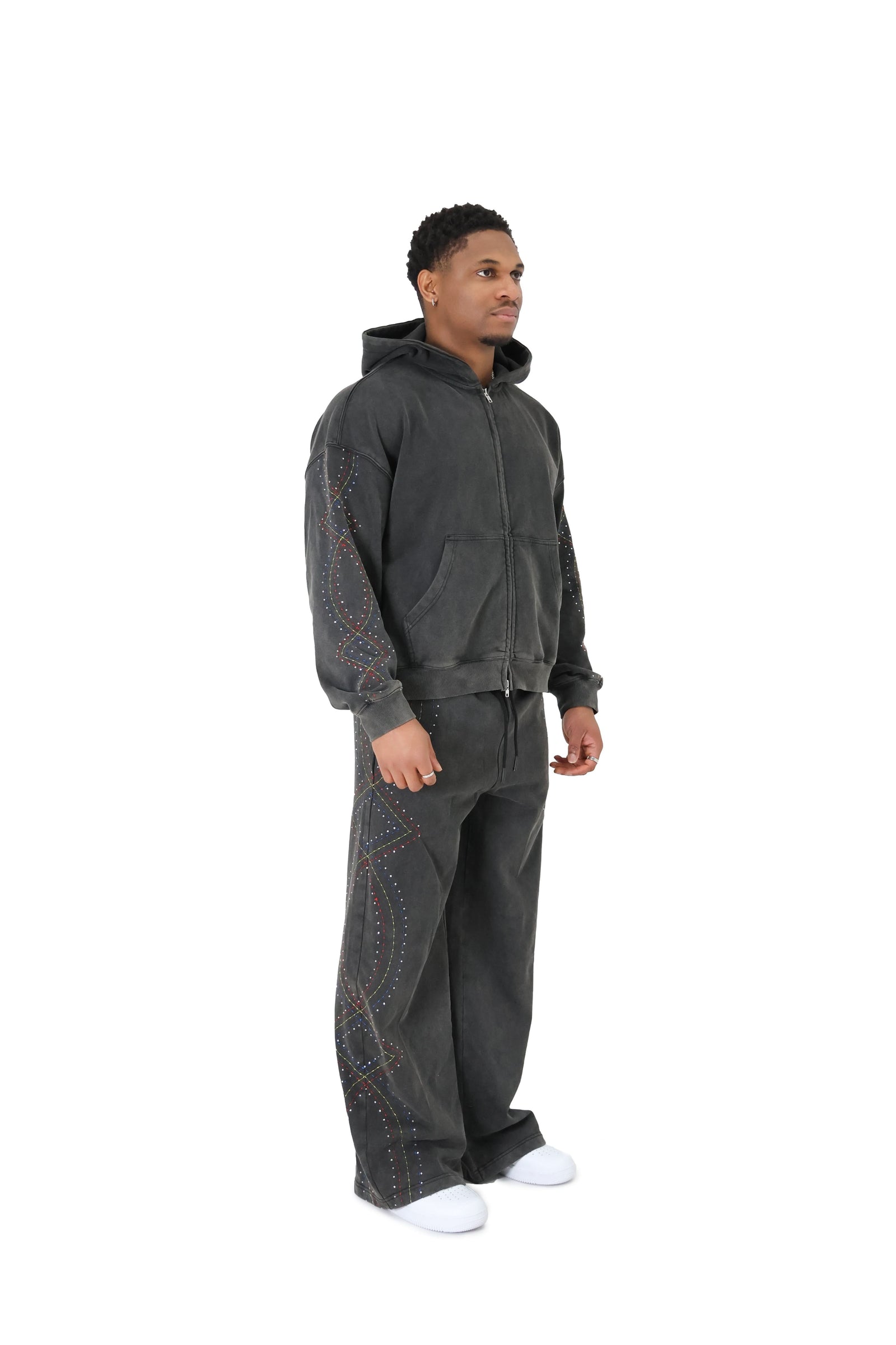 Stonewash Oversized  Rhinestone Joggers