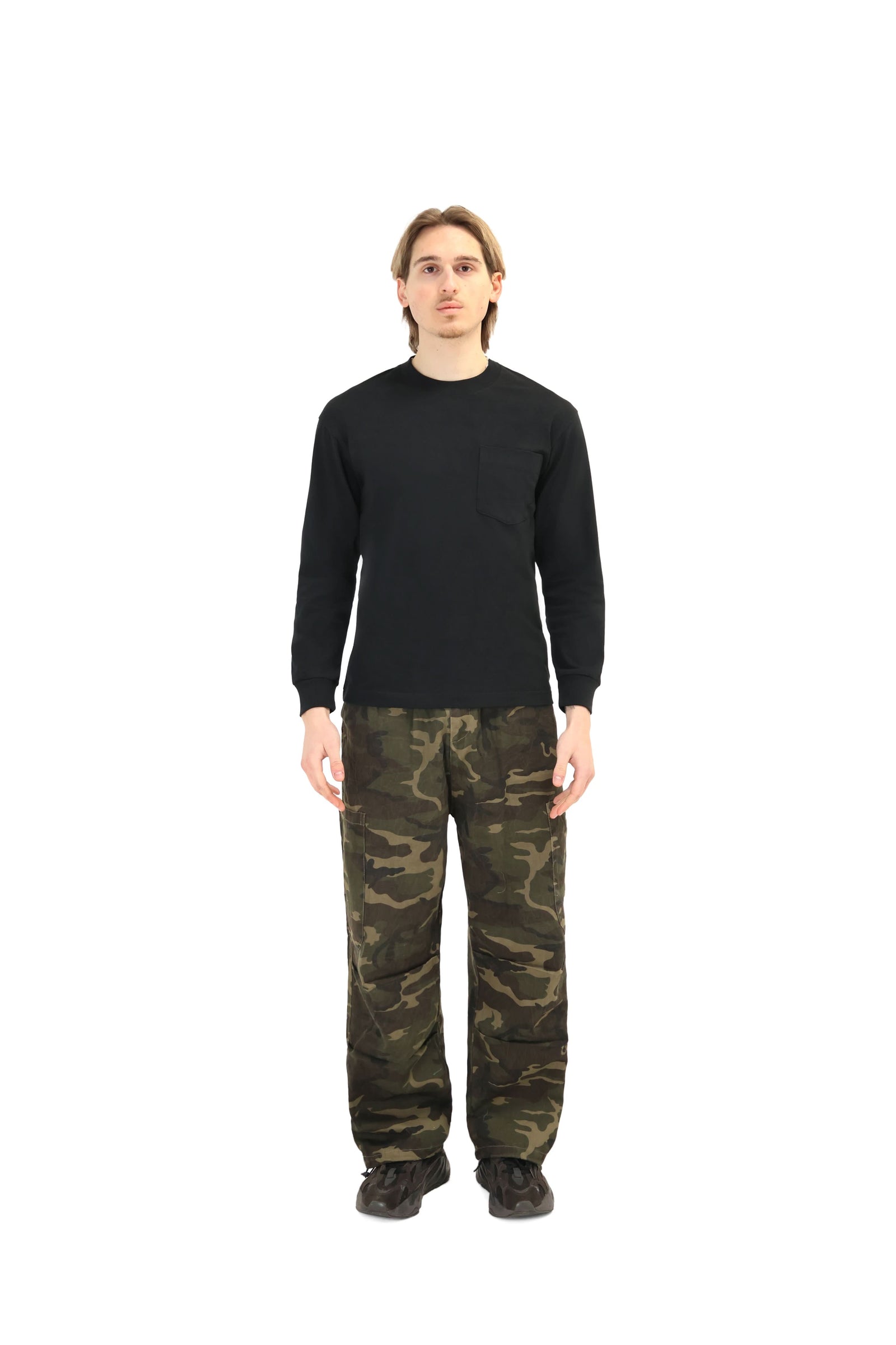 Wide Leg Camo Cargo Trousers