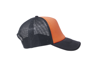Wholesale Plain Orange and Black Foam Mesh Snap Back Cap