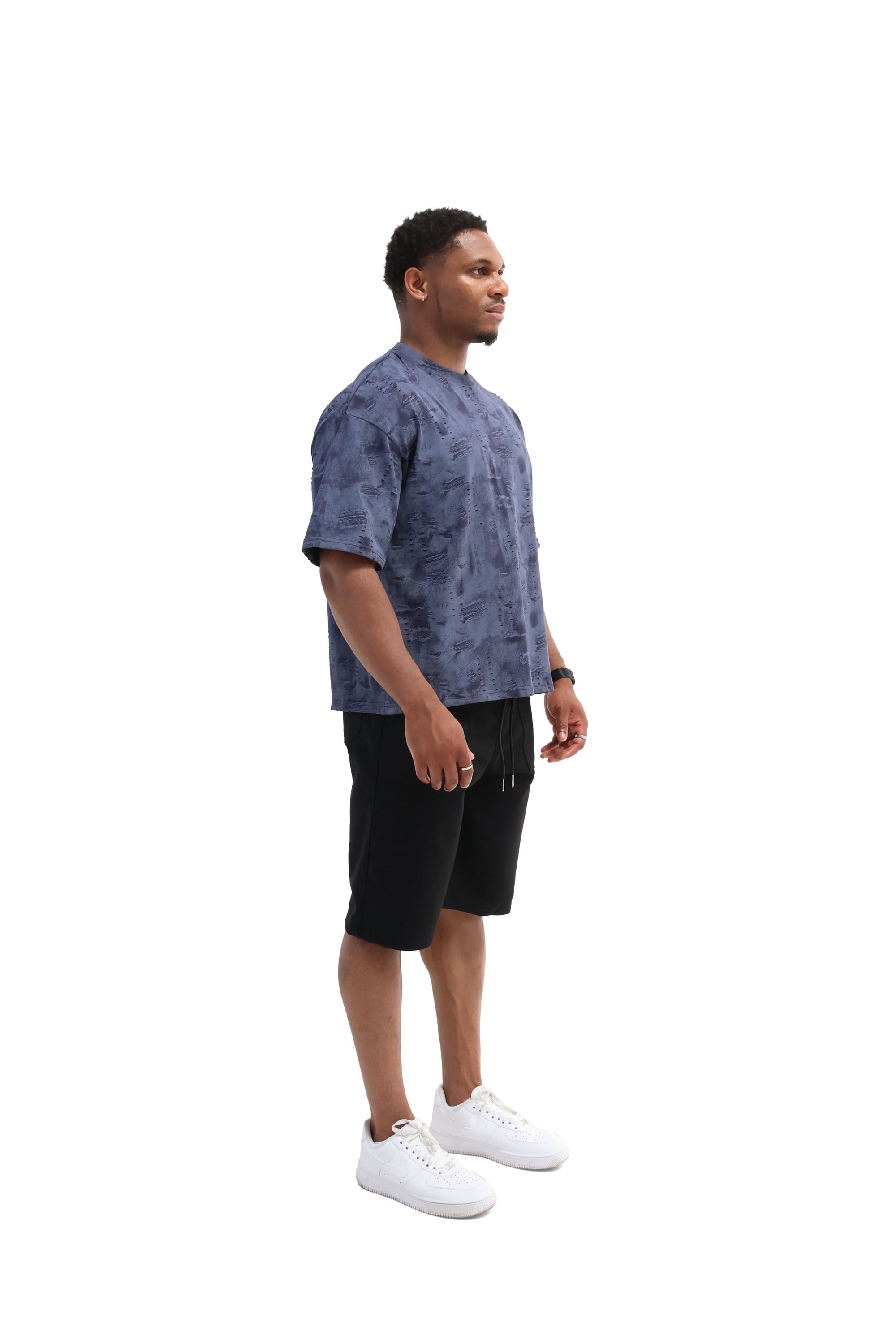 Paint Distressed Oversized T-shirt 260gsm blue 1