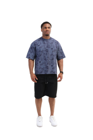 Paint Distressed Oversized T-shirt 260gsm blue 2