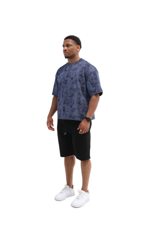 Paint Distressed Oversized T-shirt 260gsm blue 3