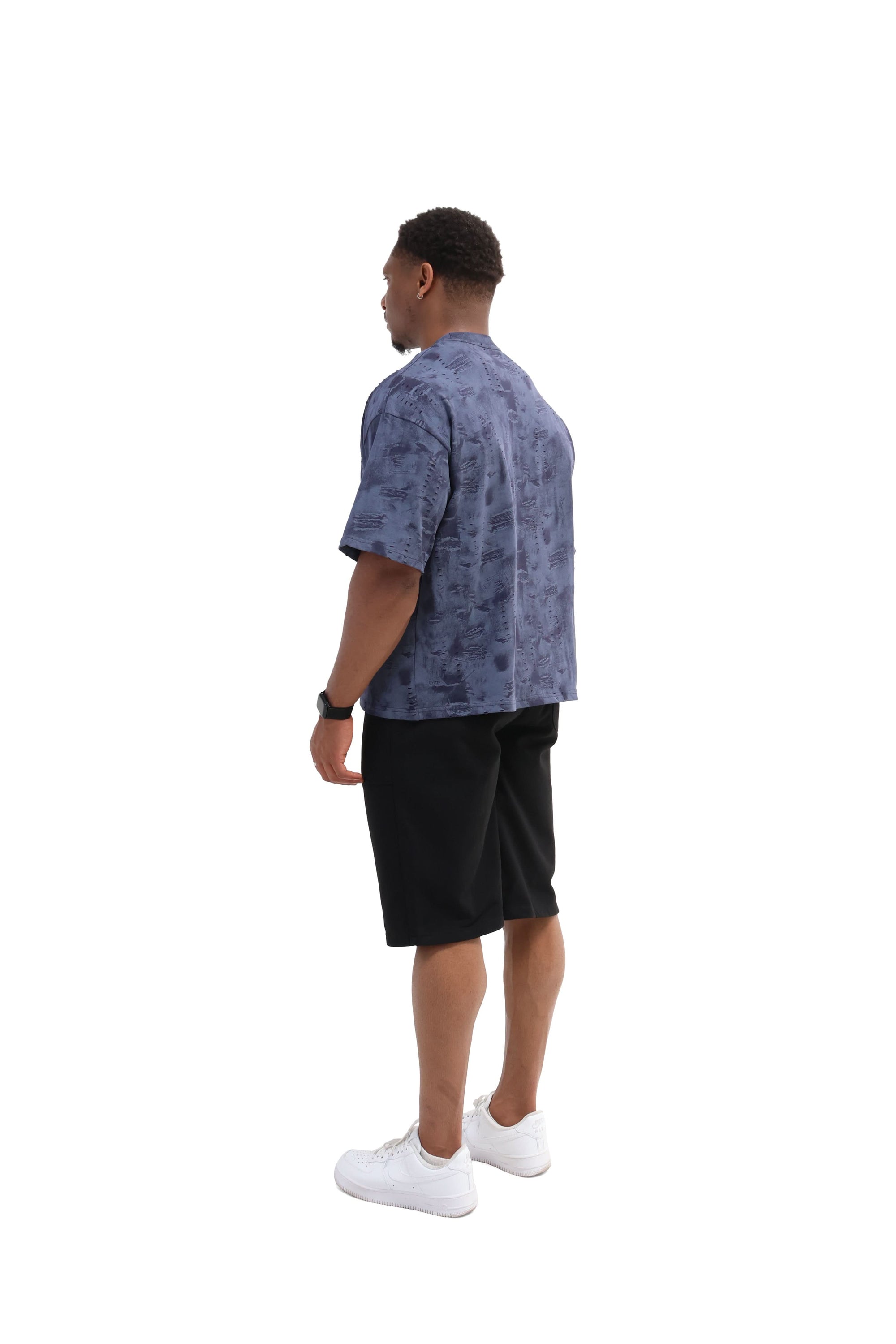 Paint Distressed Oversized T-shirt 260gsm blue 5