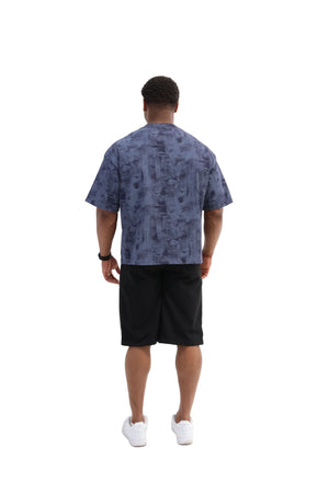 Paint Distressed Oversized T-shirt 260gsm blue 6