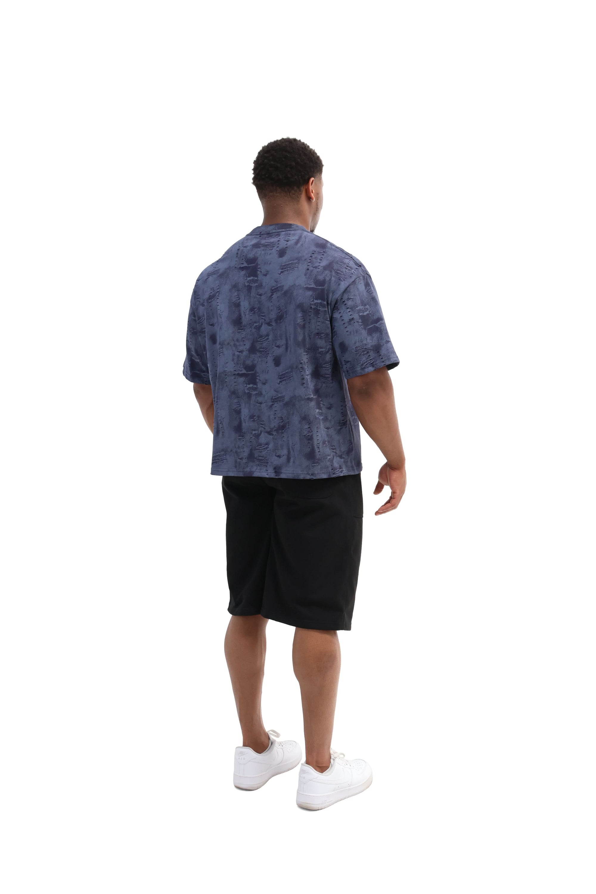 Paint Distressed Oversized T-shirt 260gsm blue 7