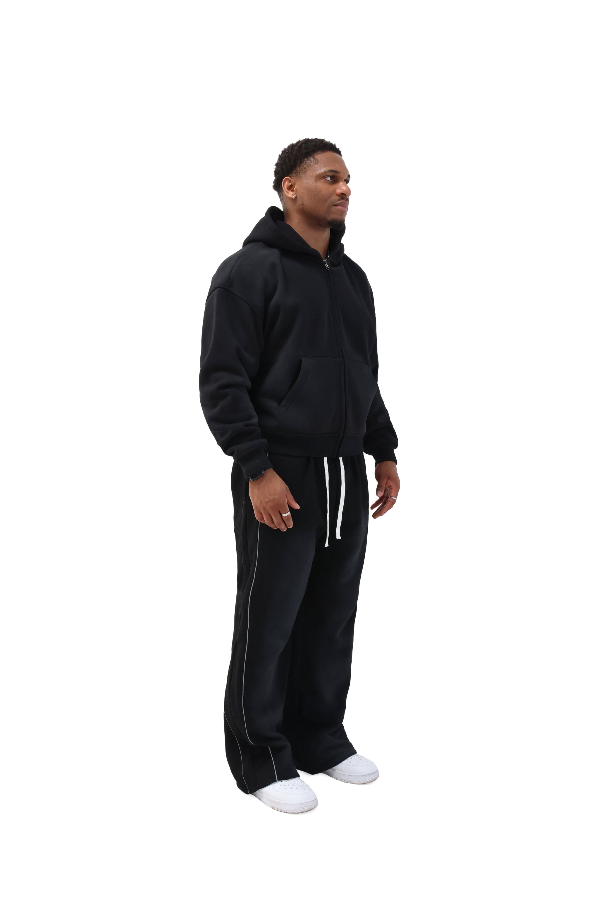 Sunfade Oversized Cropped Zip Hoodies 500gsm in black - Branded