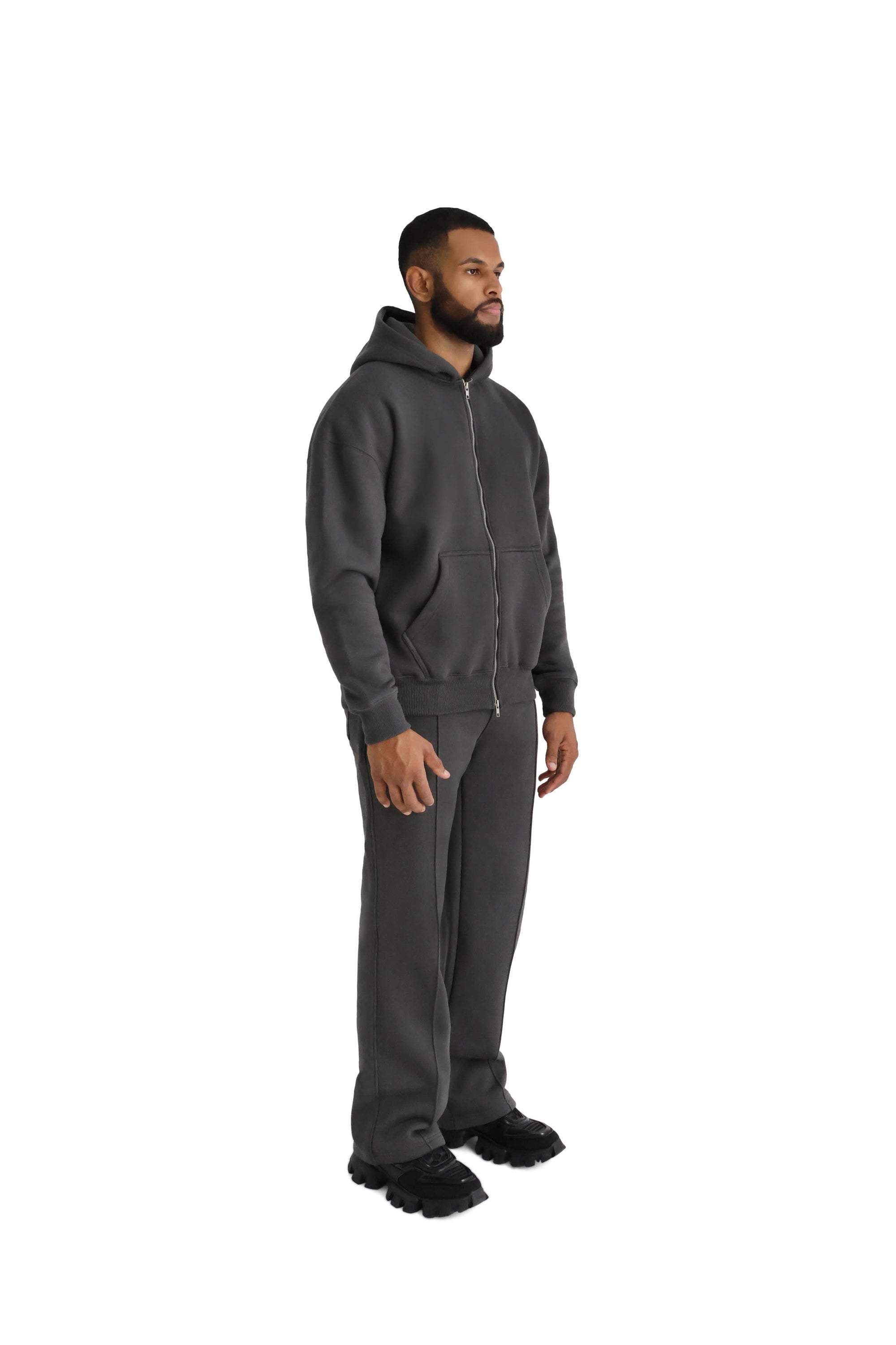 Ultra Luxury Oversized Zip Hoodies 550GSM charcoal 1