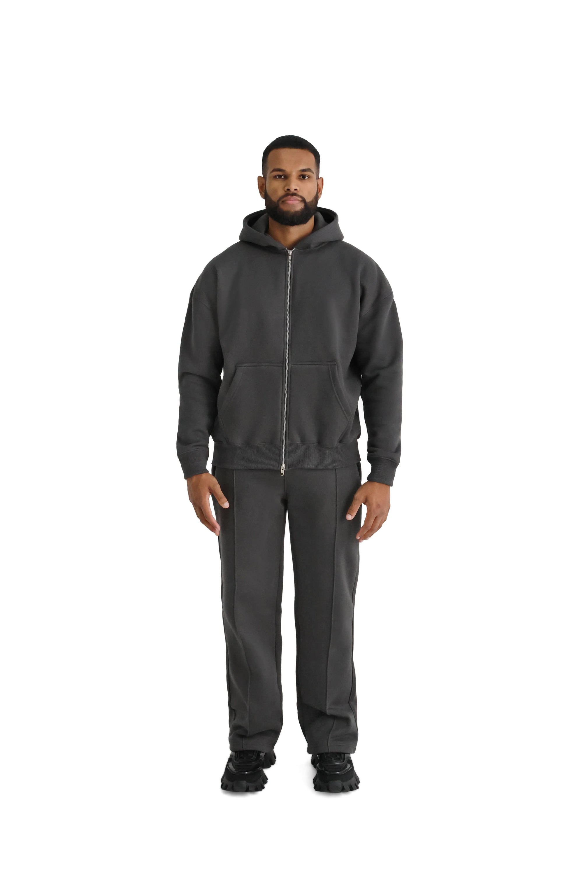 Ultra Luxury Oversized Zip Hoodies 550GSM charcoal 2