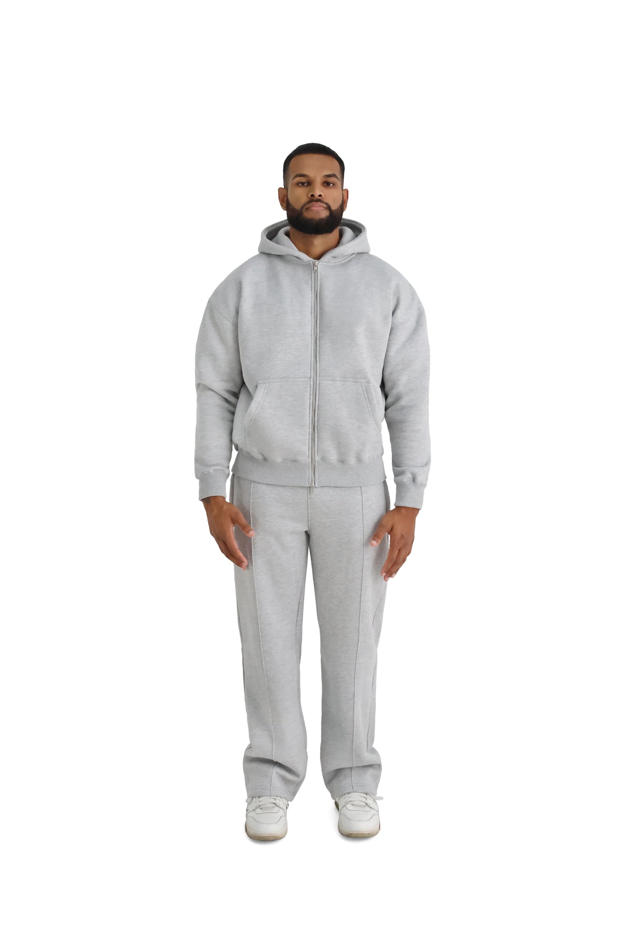 Ultra Luxury Oversized Zip Hoodies 550GSM grey 2