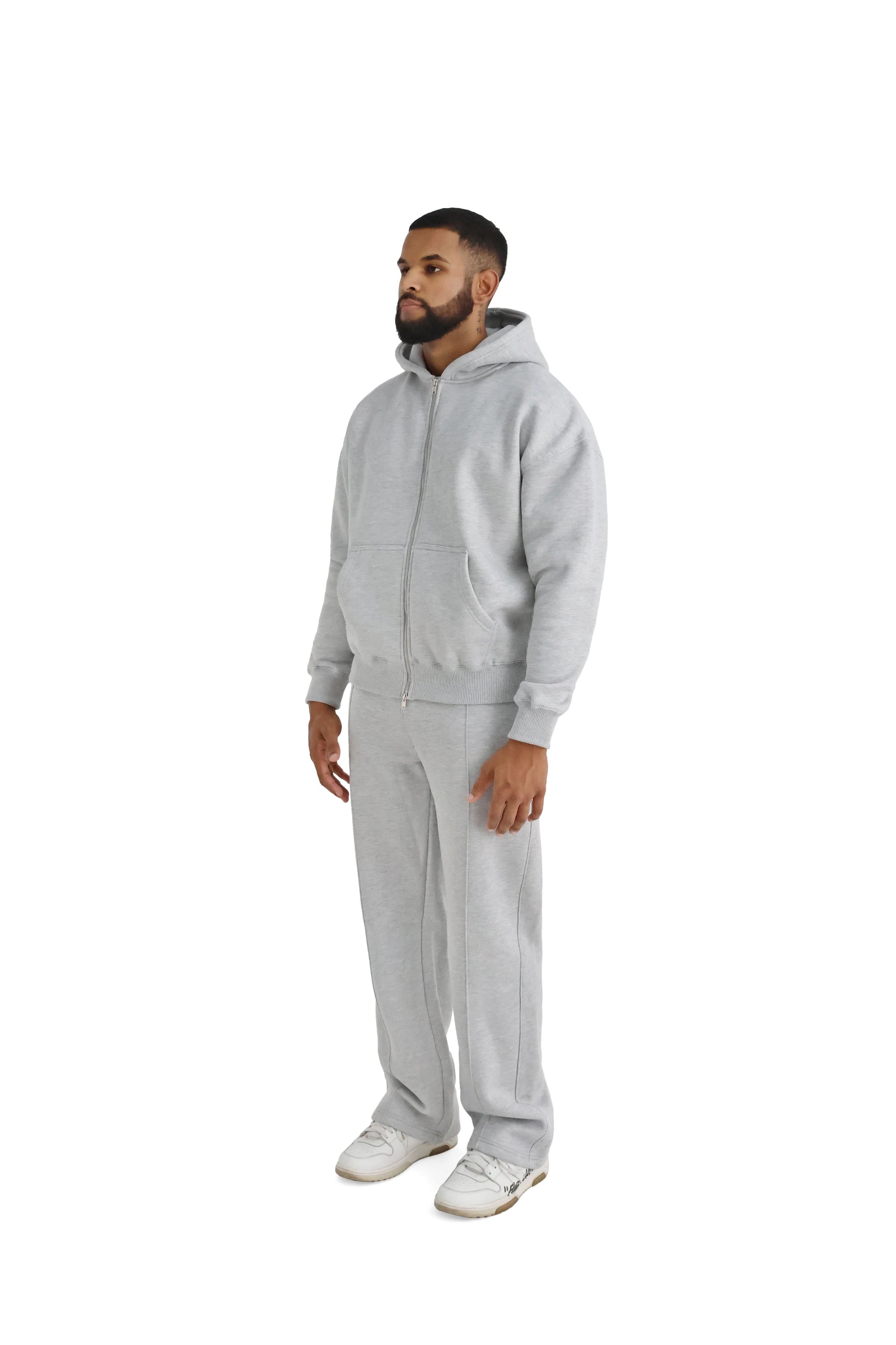 Ultra Luxury Oversized Zip Hoodies 550GSM grey 3