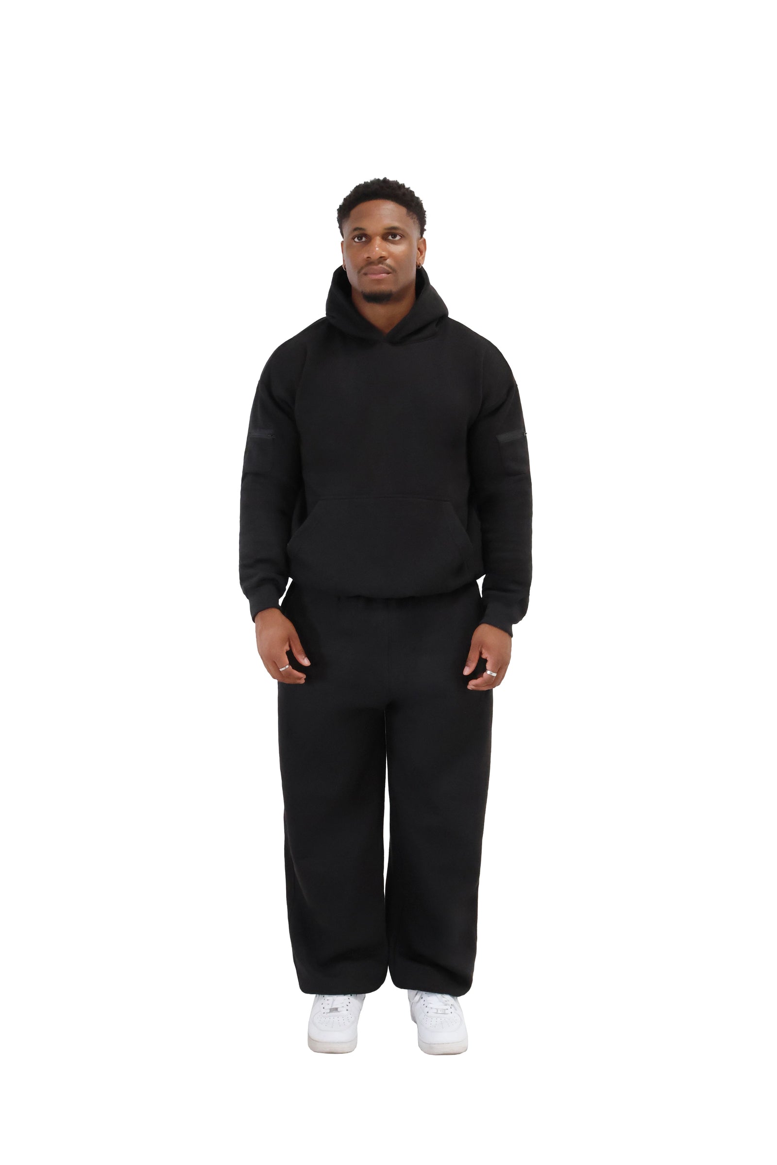 Wide Leg Cuffed Joggers 330gsm black 1