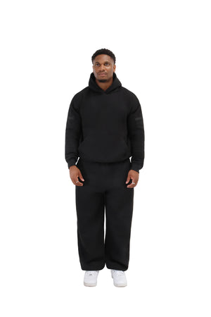 Wide Leg Cuffed Joggers 330gsm black 2