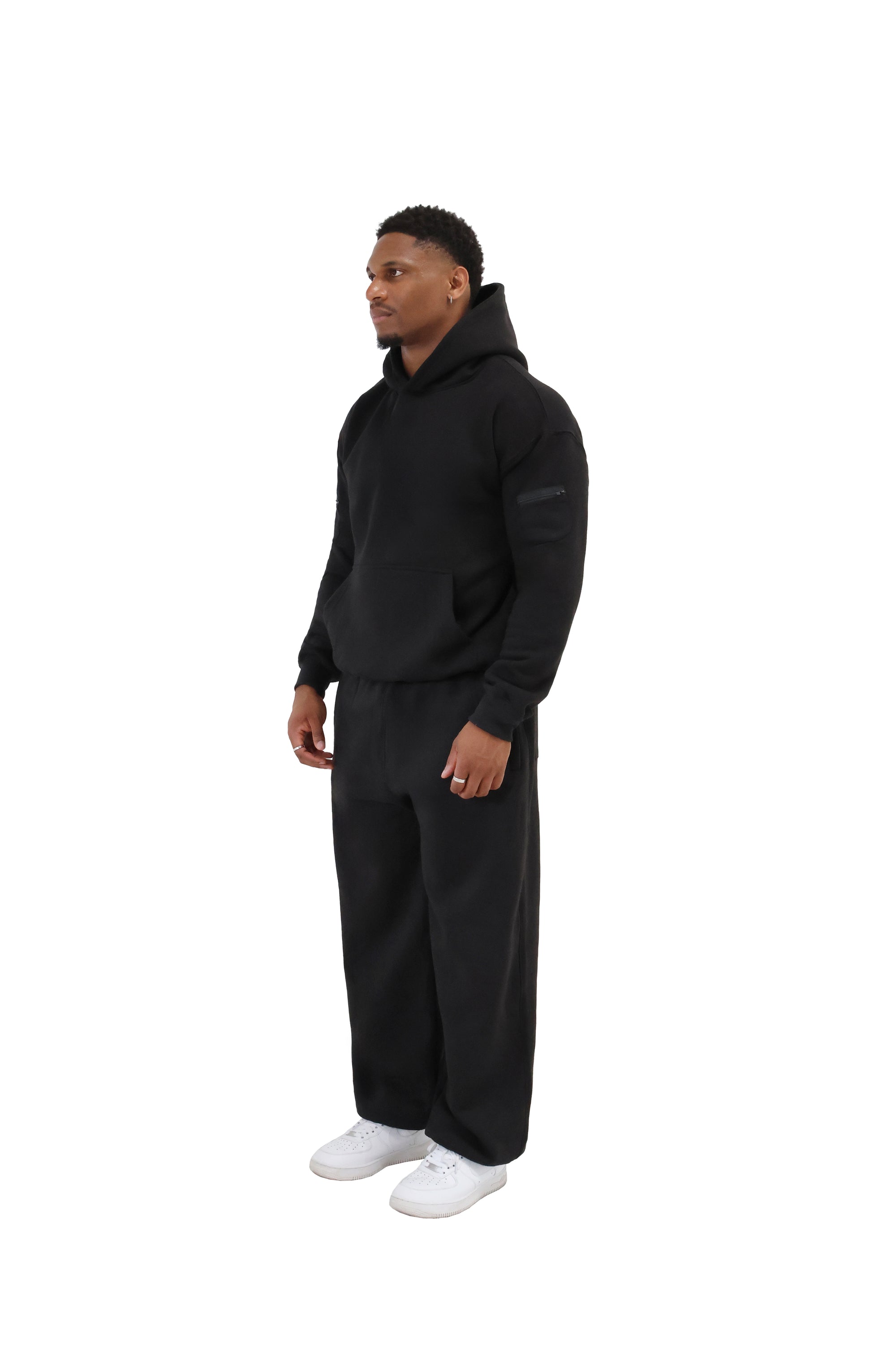 Wide Leg Cuffed Joggers 330gsm black 3