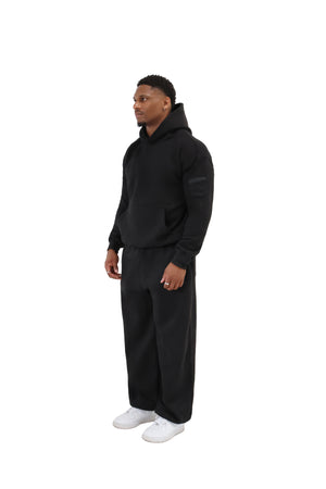 Wide Leg Cuffed Joggers 330gsm black 3