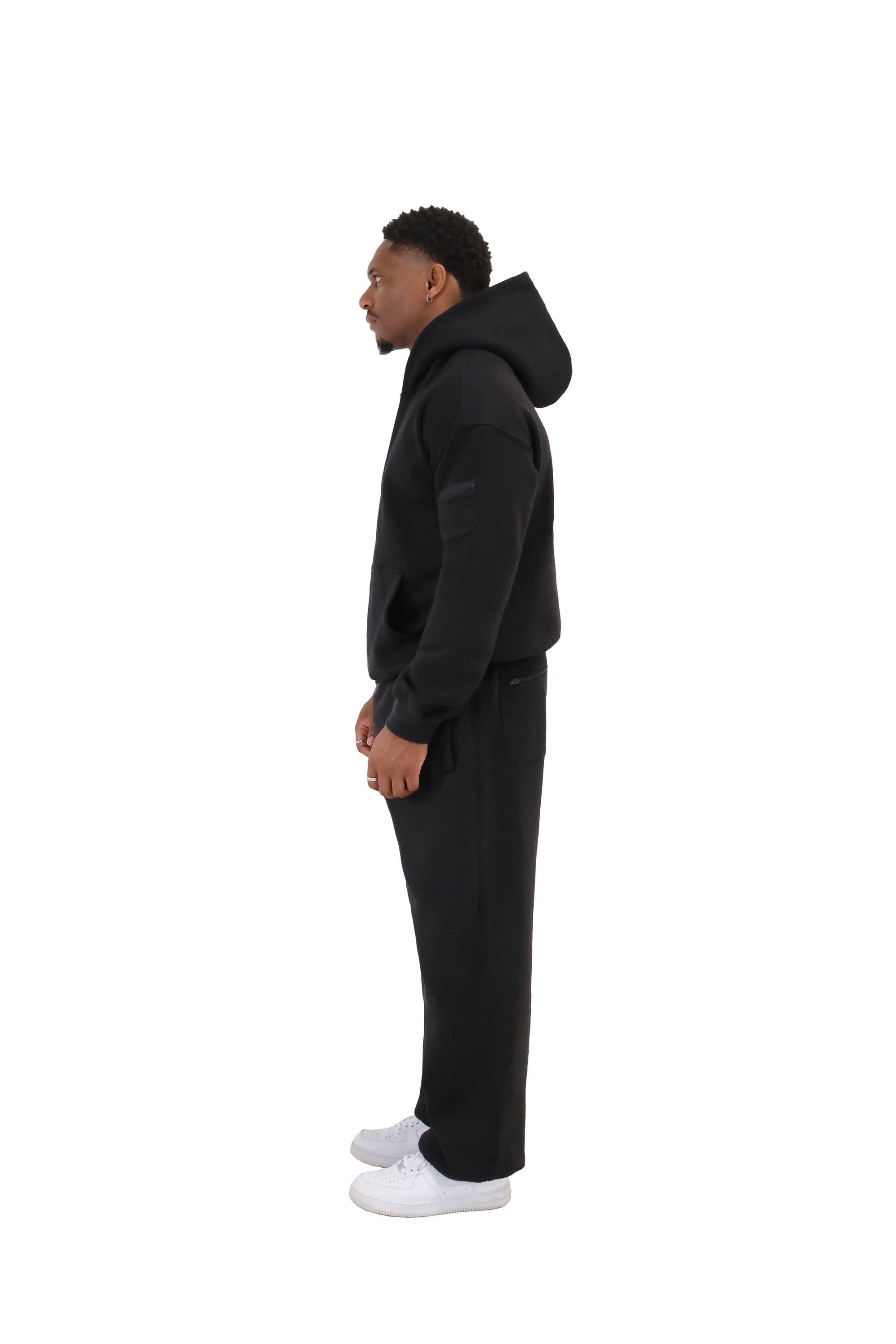 Wide Leg Cuffed Joggers 330gsm black 4