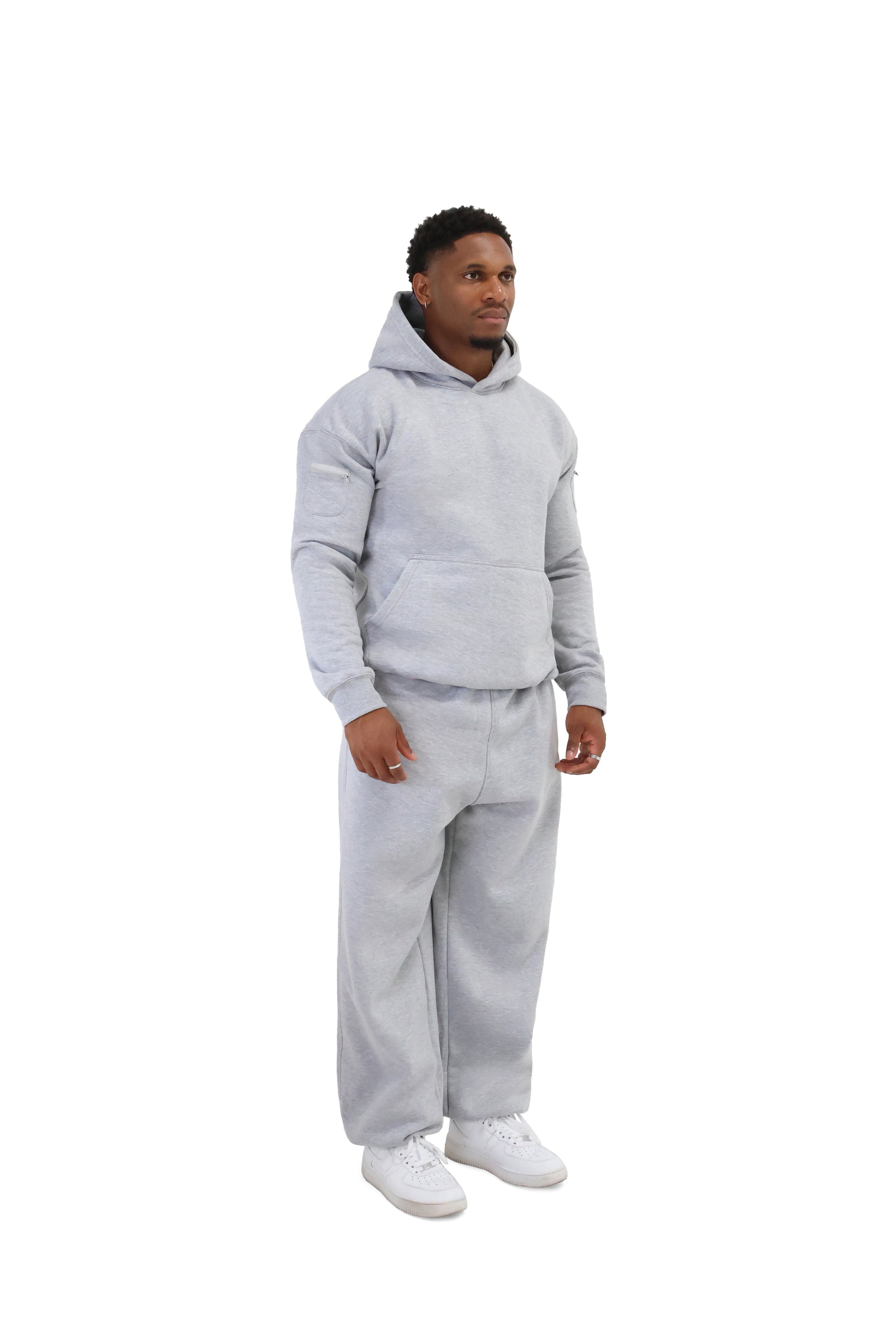 Wide Leg Cuffed Joggers 330gsm grey 1