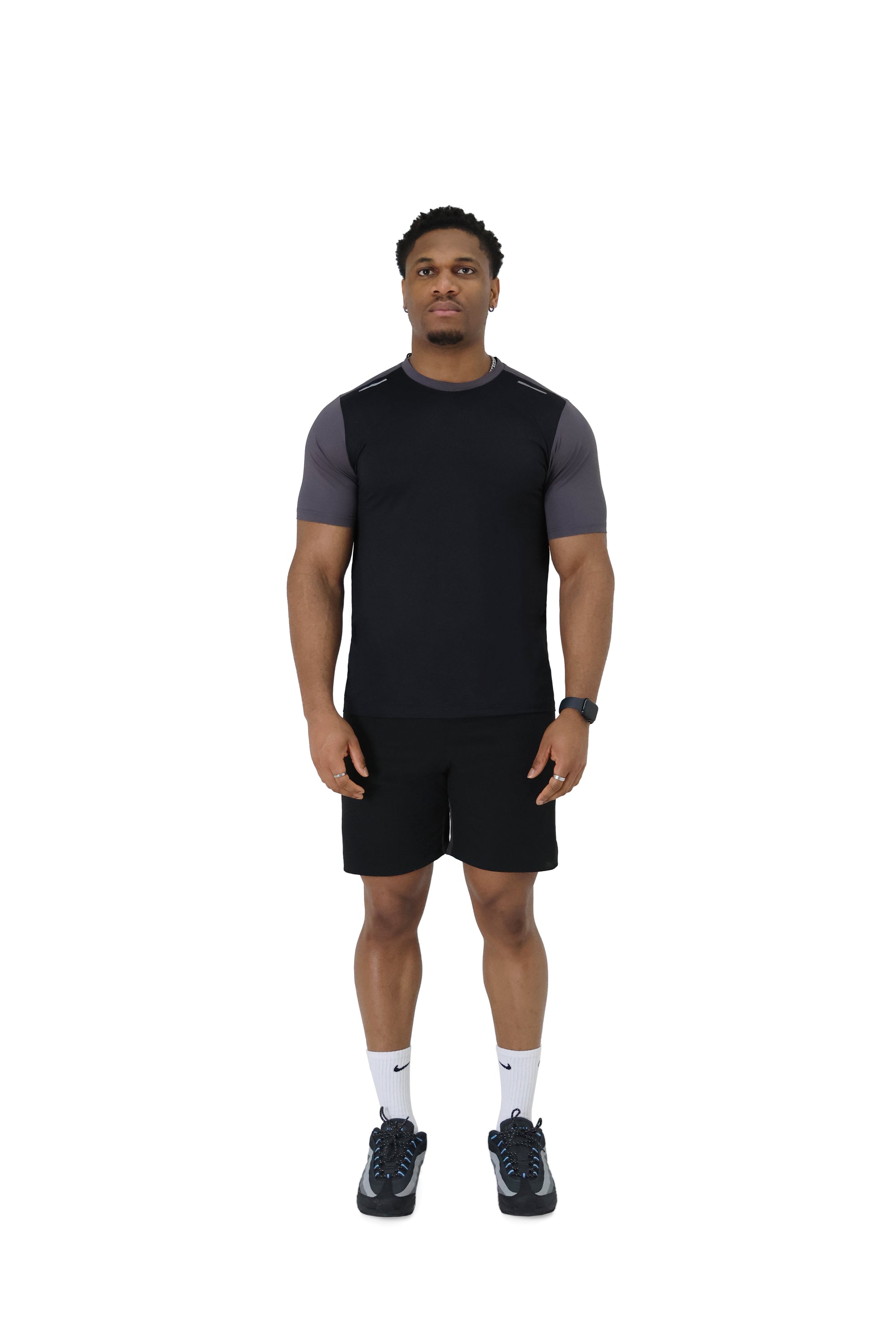 activewear shorts sets black and charcoal 2