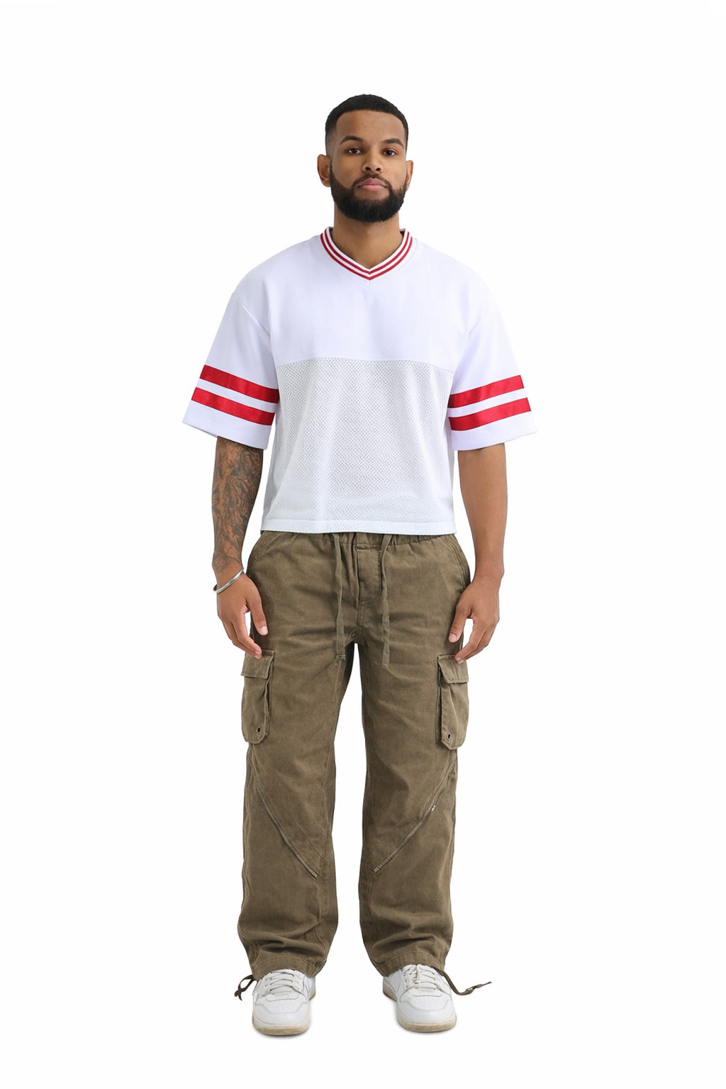 Wide Leg Denim Joggers With Zip