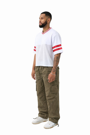 Wide Leg Denim Joggers With Zip