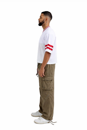 Wide Leg Denim Joggers With Zip